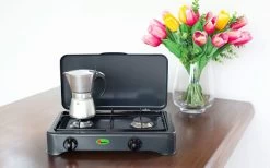 CF Parker 2-flammiger Gaskocher Mit Zündsicherung Anthrazit -Camping BBQ 397947 2906097