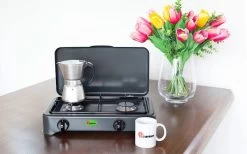 CF Parker 2-flammiger Gaskocher Mit Zündsicherung Anthrazit -Camping BBQ 397968 2906103