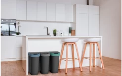 Rotho Twist Abfalleimer Mit Schwing- Und Klappdeckel 10 Liter Horizon Blau -Camping BBQ 688593 4830146 1