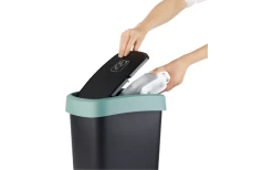 Rotho Twist Abfalleimer Mit Schwing- Und Klappdeckel 25 Liter Dunkelsilber -Camping BBQ 689406 4830116